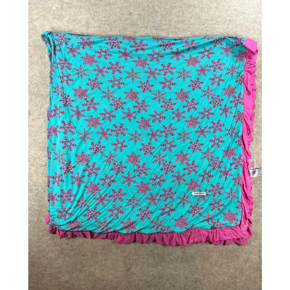 Posh Peanut Queen of Snowflakes Ruffled Luxe Patoo Bamboo Blanket 60x60